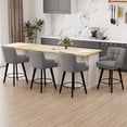thumbnail image 1 of MultiHaven 26.2-Inch Bar Stools Set of 4,Swivel Counter Height Bar Stool with Plaid Back & Armrests,Solid Wood Legs FabricKitchen Chairs for Bar,Cafe - Mid Grey, 1 of 9
