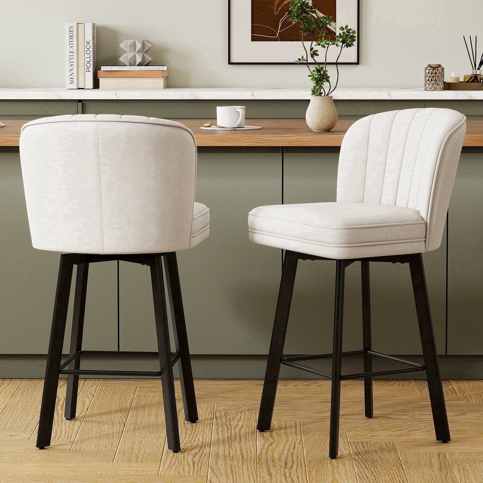 Nathan James Linus Modern Upholstered Counter Height Bar Stool