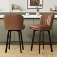 thumbnail image 1 of MultiHaven 26'' Shell Back Bar Stools Set of 2,Swivel Counter Height PU Leather Chairs for Kitchen Island,Cafe - Dark Brown, 1 of 10