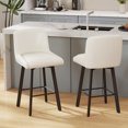 thumbnail image 1 of MultiHaven 26" Swivel Bar Stools Set of 2,Square Back&Metal Legs,PU Leather Counter Height Chairs for Kitchen Island,Bar,Cafe-Bright White, 1 of 10