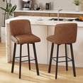 thumbnail image 1 of MultiHaven 29" Swivel Bar Stools Set of 2,Square Back&Metal Legs,PU Leather Counter Height Chairs for Kitchen Island,Bar,Cafe-Brown, 1 of 11