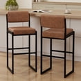 thumbnail image 1 of MultiHaven 30" Counter Height Bar Stools Set of 2,Modern Upholstered Stool with Thick Back & Seat for Kitchen Island,Bar,Cafe - Dark Brown PU, 1 of 9