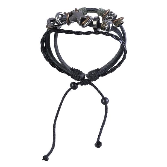 MultiLayer Leather Woven Bracelet Adjustable Punk Wrap Bracelet Wristband