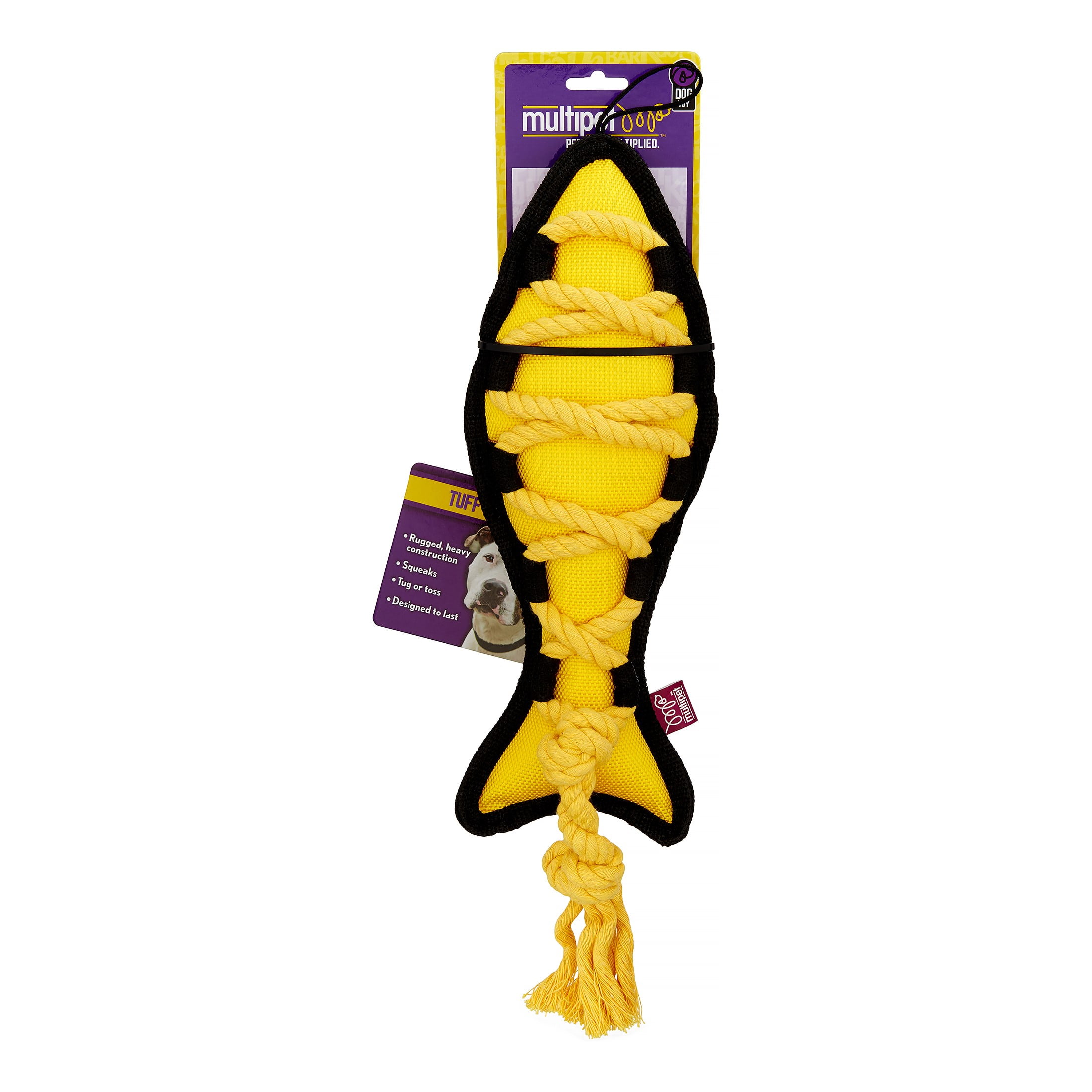 MultiPet Cross Ropes Fish Dog Toy, 11.5", Assorted Colors