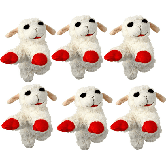 MultiPet Lambchop MINI Plush Dog Toy 6" with Squeaker Size:Pack of 6