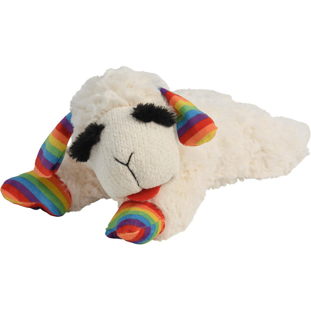 MultiPet Lambchop Rainbow Dog Toy 10" with Squeaker Color:Rainbow Packs:Pack of 2