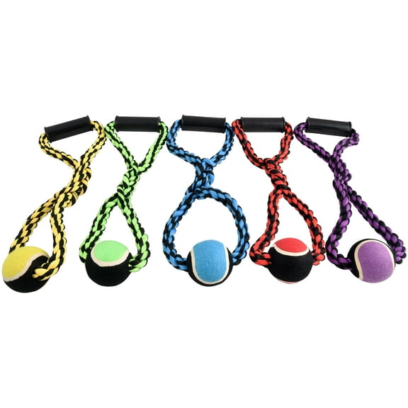 MultiPet Nuts for Knots Rope Tug with Tennis Ball Dog Toy, 20", Assorted Colors