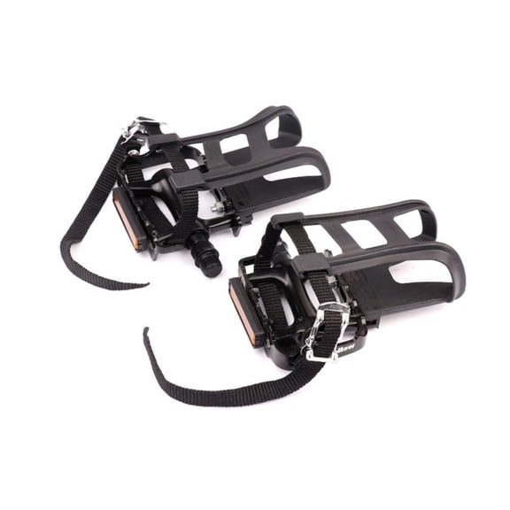 MultiPurpose Bicycles Pedals Bike Pedals with Toe Clip and Strap for Exercise Bike and Outdoor Bicycles