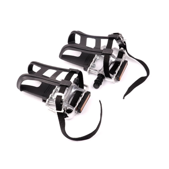 MultiPurpose Bicycles Pedals Bike Pedals with Toe Clip and Strap for Exercise Bike and Outdoor Bicycles