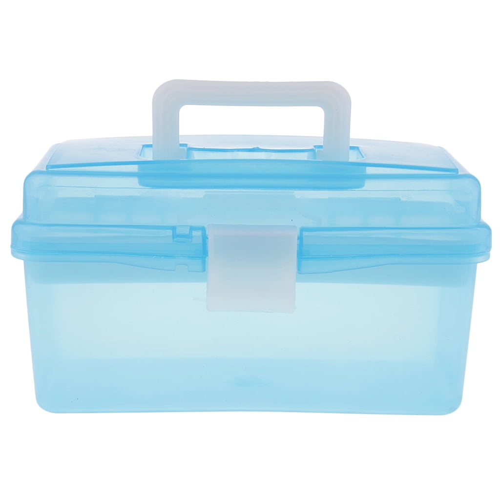 Blue Portable First Aid Box Organizer, Multipurpose Sewing Box, Tool Box,  Crafts and Supplies Storage Case with Handle and Removable Tray 