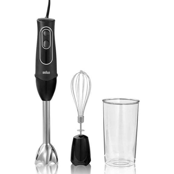 MultiQuick 5 Immersion Hand Blender with Dual Speed + Turbo and Patented Technology, 350W - Includes Beaker and Whisk, Black, MQ505