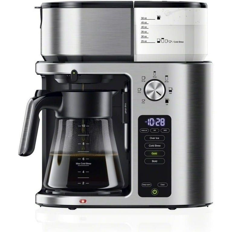 MultiServe Plus 10- Cup Pod Free Drip Coffee Maker, 7 Brew Sizes/Hot & Cold  Brew, Stainless steel