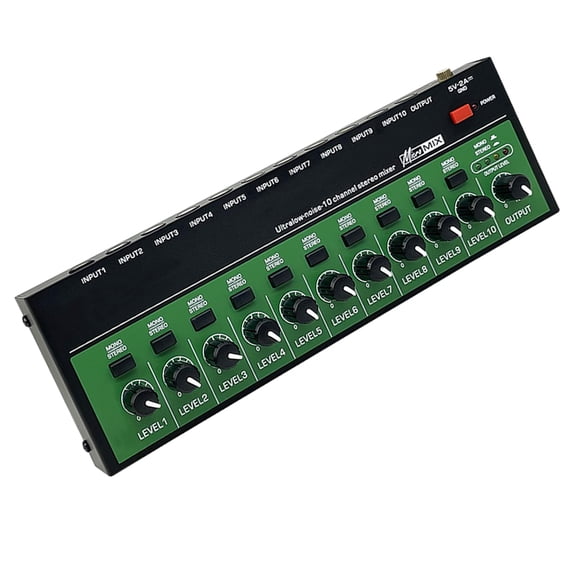 MultiSources 10Channel Sound Mixer Sound Mixer Intuitives Control for Musicians and Podcasters Beginner Professional