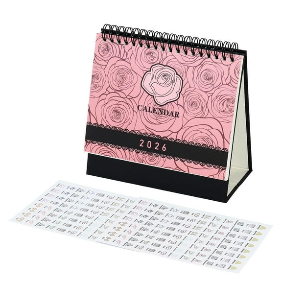 Multibey Desk Calendar 2025-2026 July to December 2026, Small Flip Stand Paper Calendar with Monthly Designs and 2 Sheets Stickers for Desktop