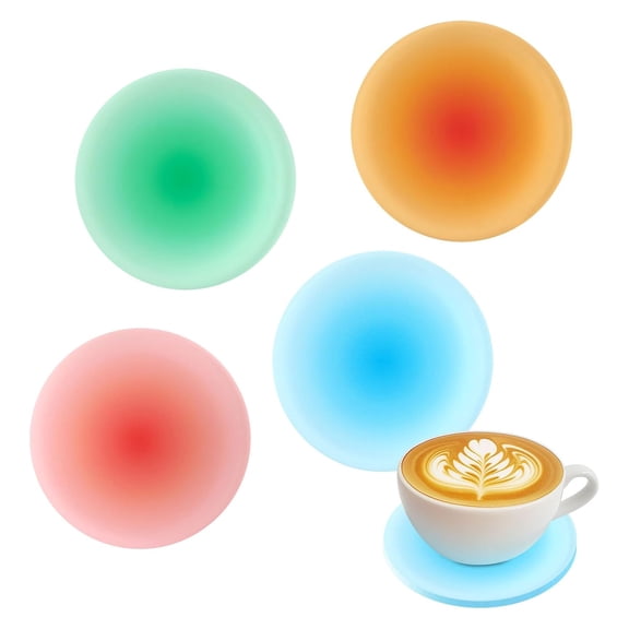 Multibey Drink Coasters Colorful Acrylic Coaster Set 4 Pcs, 3.8 Inch Round Non-Slip Table Coaster Coasters for Coffee Table Desktop Protection