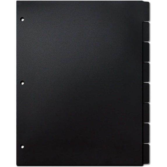 Multibey 8-Tab PP Dividers for 3-Ring Binders, Black Index Sheets for Notebooks (1 Set)