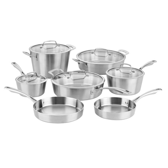Open Box Multiclad Conical Tri-Ply Stainless Steel 12-Piece Cookware Set
