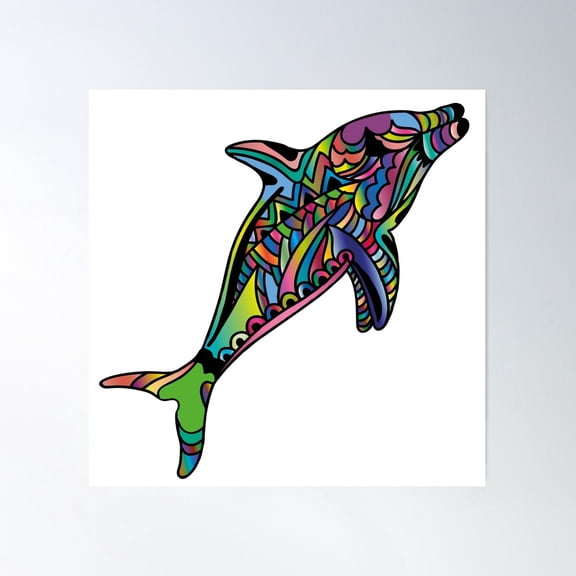 Multicold Dolphin Poster Wall Art, Modern Wall Decor For Living Room Bedroom, 24x24 UNFRAMED