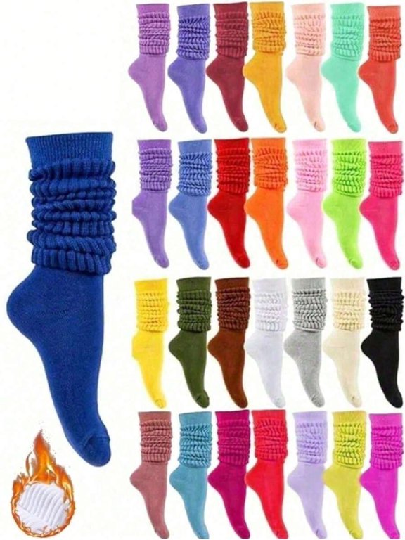 Multicolor 1/3/6/10 Pairs Random Candy Color Women Long Socks, Thin Loose