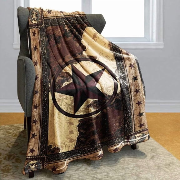 Multicolor 1 Western Texas Star Flannel Throw Blanket, Ultra Soft Plush Fleece, Cozy Decorative Throw For Sofa Chair Bed