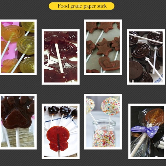 Multicolor 100Pcs Plastic Hollow Candy Sticks for Cake Chocolate Lollipop DIY Baking Nonstick Food Grade Multicolor