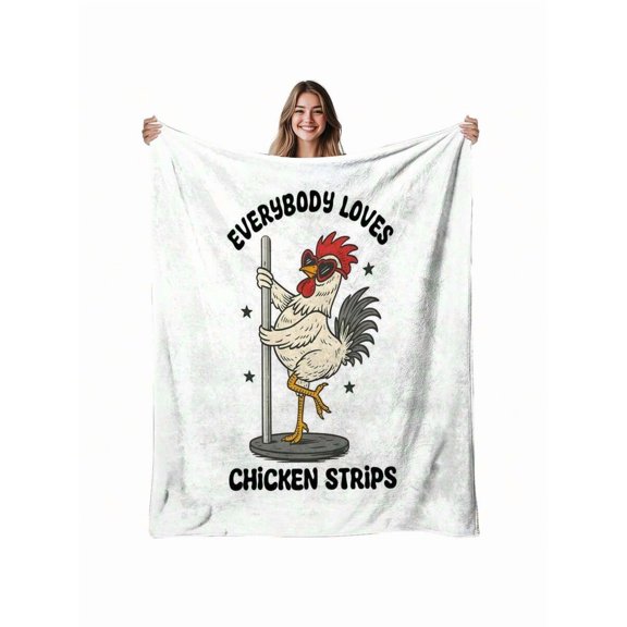 Multicolor 12 Chicken Strip Rooster Pole Dance Throw Blanket, Soft Fleece For Sofa Bed Office Decor