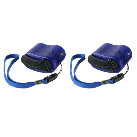 Multicolor 2-Pack Hand Crank USB Charger, Portable Manual Dynamo with LED Light for Camping Hiking, One Size