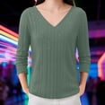 thumbnail image 1 of Multicolor 3/4 Sleeve Shirts for Women's Winter V Neck Real Sequin Glitter Knitted Sweater Fashion Clothing, 1 of 6