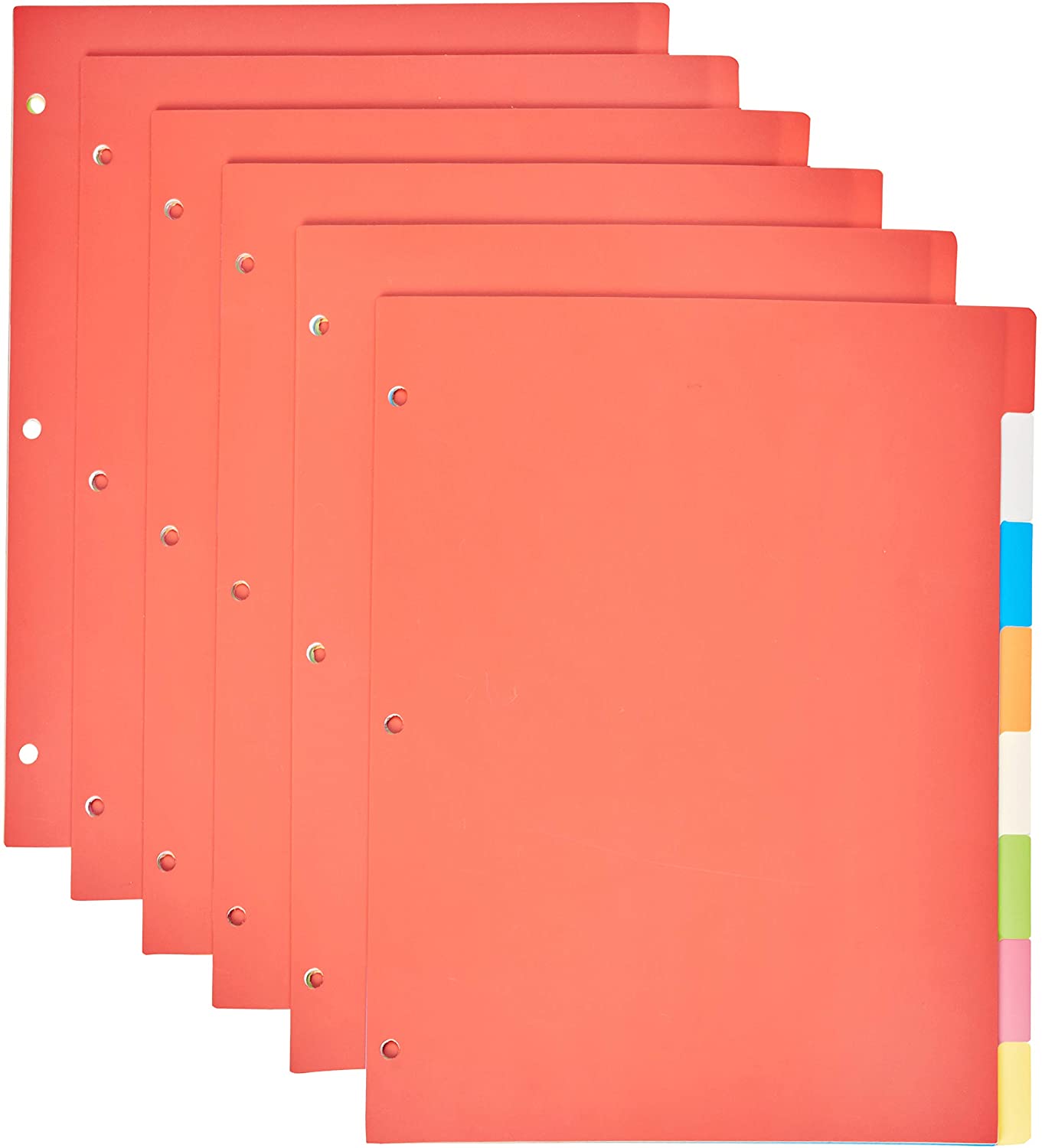 Multicolour Divider Multicolor 3-Ring Binder Plastic Divider Set with Tab Labels, 3-Hole ...