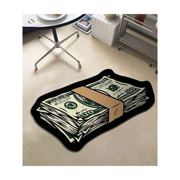 Multicolor 3D Dollar Bill Design Doormat, Decorative Floor Mat For Entryway, Living Room, Bedroom, Washable
