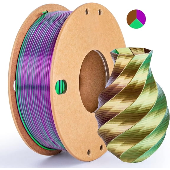 Multicolor 3D Printer Filament,Dual/Tri Color 1.75mm PLA Silk Shiny Printing Filament,250g(0.55lbs) Fit Most FDM 3D Printer