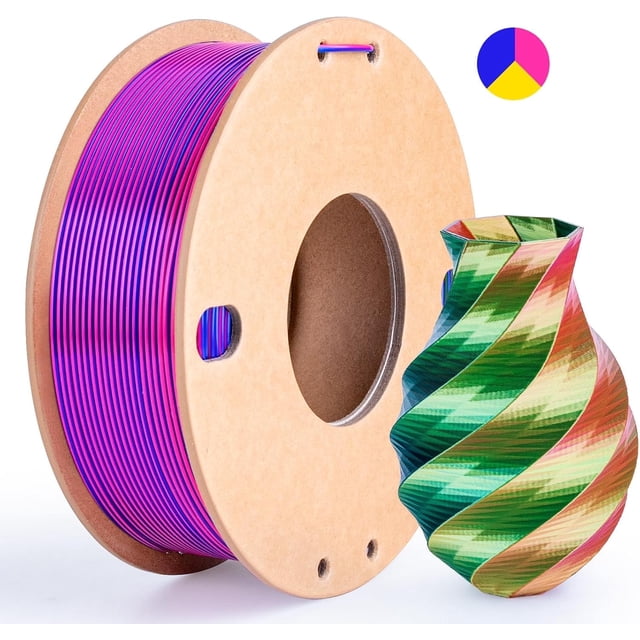 Multicolor 3D Printer Filament,Dual/Tri Color 1.75mm PLA Silk Shiny Printing Filament,250g(0.55lbs) Fit Most FDM 3D Printer