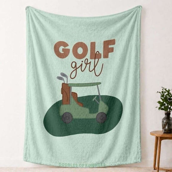 Multicolor 5 Golf Girl Flannel Throw Blanket - Watercolor Style, Soft Plush Tapestry Wall Hanging, Room Decor