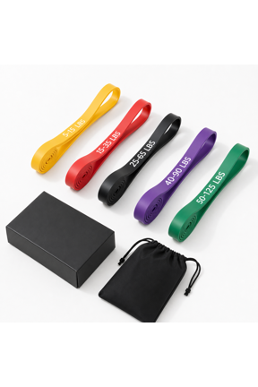 Multicolor 5-Level Anti-Snap Silicone Resistance Band Workout Set
