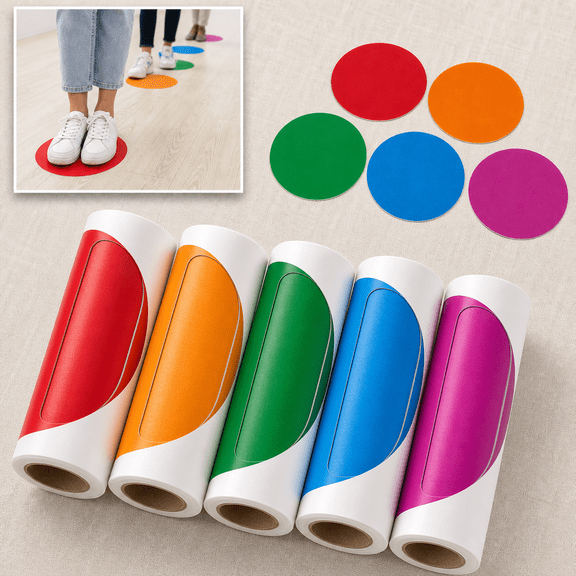 Multicolor 6" 250 Count Vinyl Circle Floor Labels