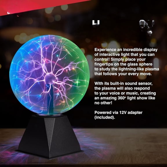 Multicolor 6 Inch Plasma Ball, Tesla Coil Static Electricity Globe, Nebula Lightning Effect, Glass Vacuum Sphere for Party Decor, STEM ages 14+$$