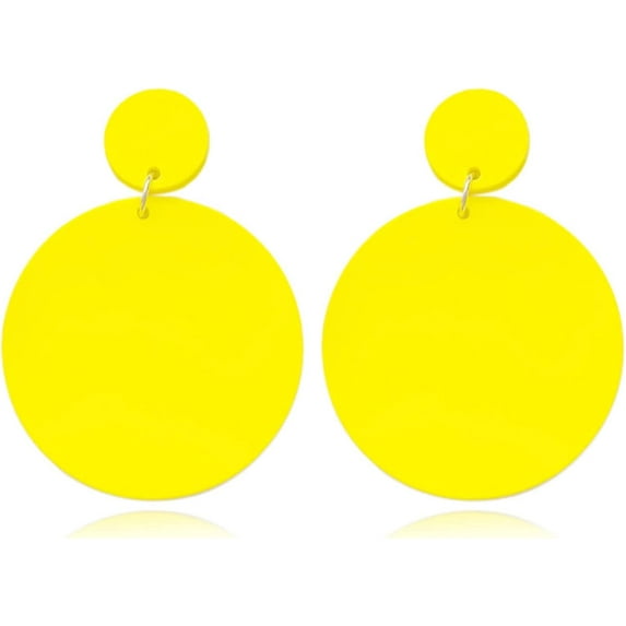 Multicolor 70s Retro Neon Earrings 80s Classic Round Earrings Lightweight Geometric Earrings for Women 80s Party Costume Accessory