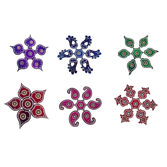 Multicolor Acrylic Diwali Rangoli Stickers for Diwali Rangoli Acrylic Design Rangoli Decoration for Home Acrylic Rangoli for Floor Sticker for Navratri Diwali - Assorted Colors