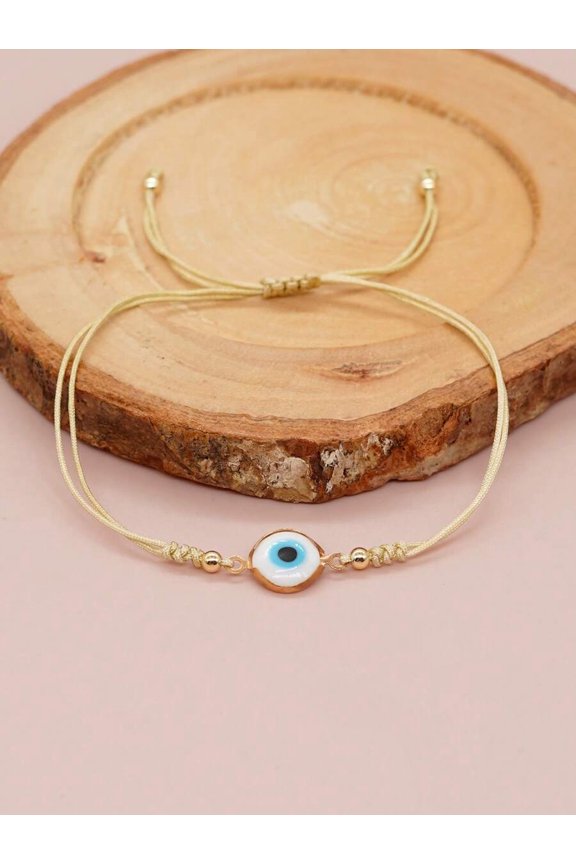 Multicolor Adjustable Drawstring Evil Eye Charm Bracelet