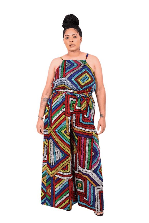 Multicolor African Print Ankara Women's Jumpsuit 3XL