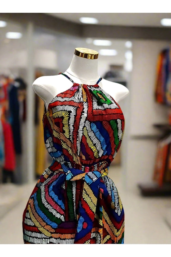 Multicolor African Print Ankara Women's Jumpsuit M