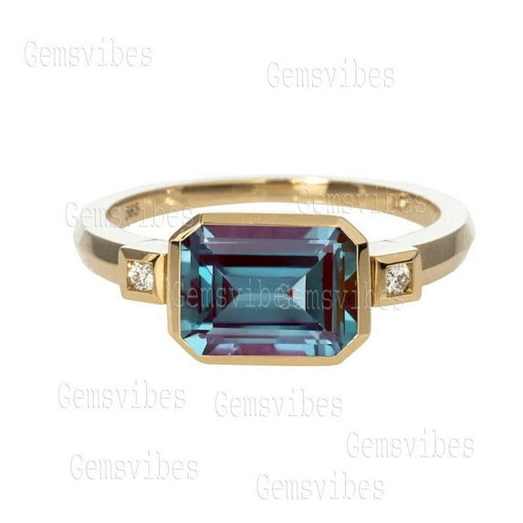 Multicolor Alexandrite Ring With Diamond Halo Jewelry S925 Sterling Silver Ring For Women Wedding Gift Vintage Alexnadrite Ring Dainty Rings