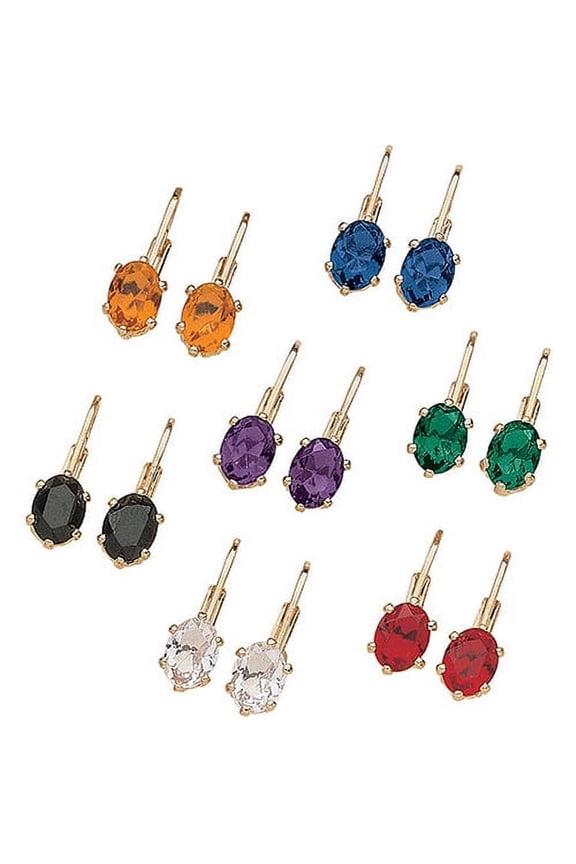 Multicolor Austrian Crystal 14kt Gold-Plated Euroback Earrings, 7 Pairs