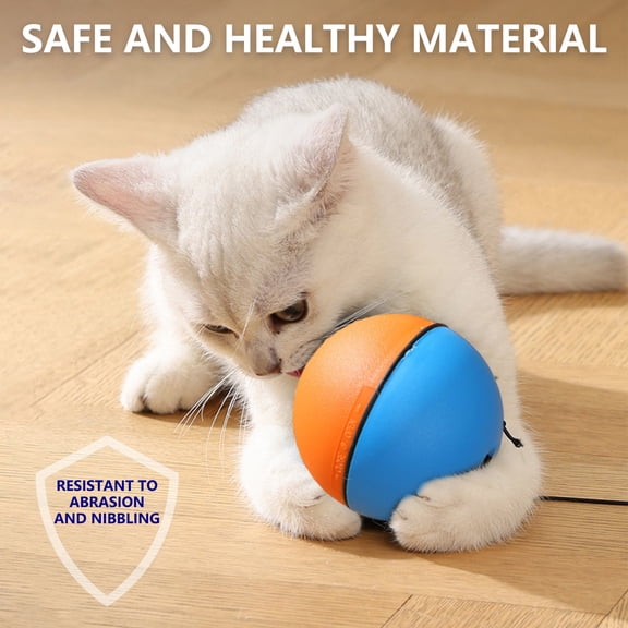 Multicolor Automatic Irregular Rolling Cat Ball Toy with Furry Mouse Tail Attachment, Obstacle Avoidance Electric Interactive Teaser Ball, Hands-Free Indoor Kitty Exercise Toy for Kittens Adult Cats