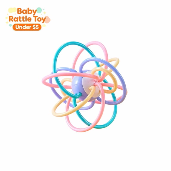 Multicolor Baby Rattle Ball, Easy Grip Infant Sensory Grasping Toy, Early Developmental Hand Rattle, Montessori Educational Toy for Toddlers 0 3 6 9 12 24 36 Months Boys Girls, Baby Shower Gift