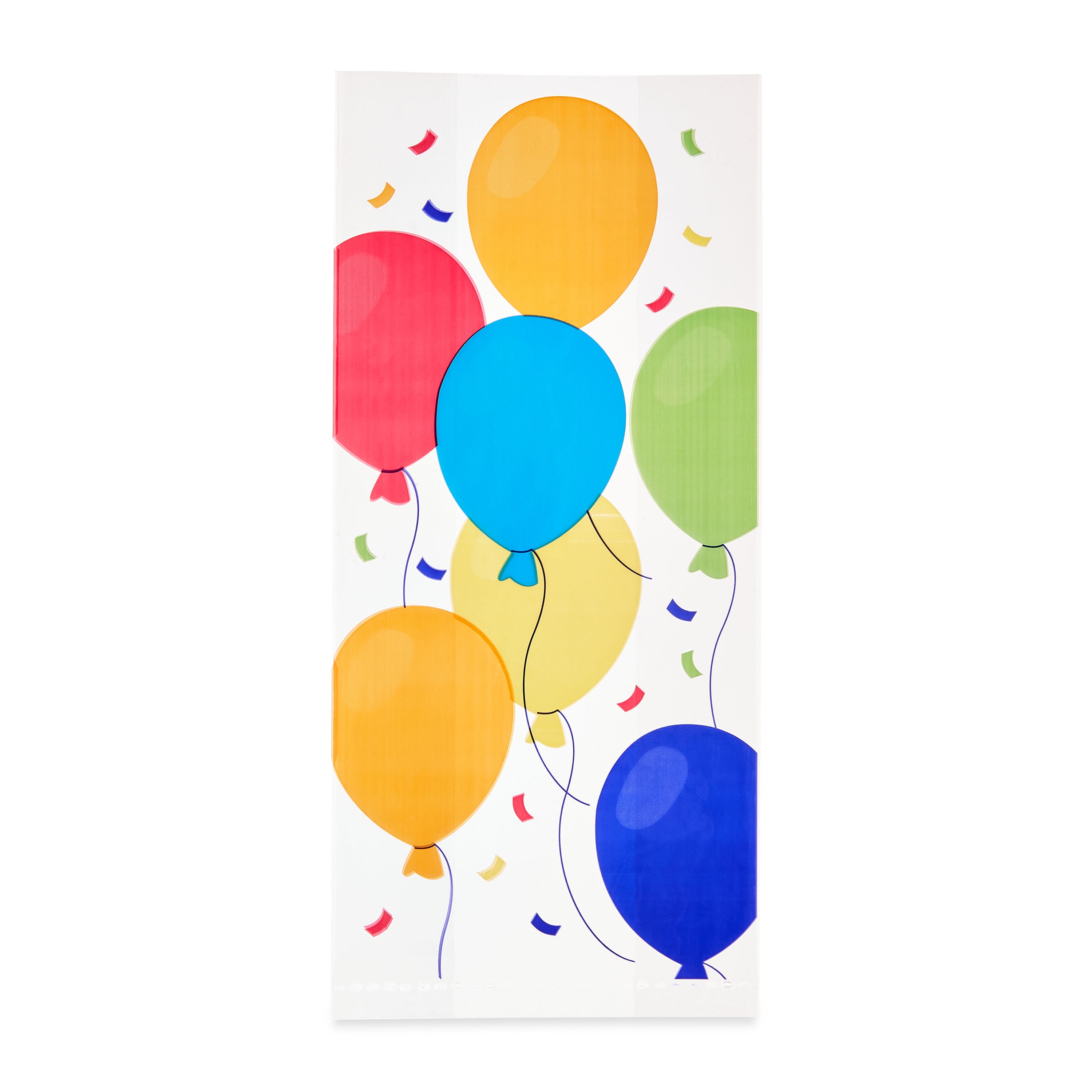 Multicolor Balloons Treat Bags with Twist Ties, 5" x 3" x 11", 20 Pieces, by Way To Celebrate