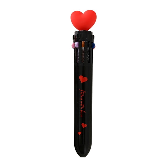 Multicolor Ballpoint Pen 0.7 mm,10 in 1 Retractable Colored Cute Cartoon hearts Ballpoint Pens for Office Supplies Birthday Gifts for Valentine's Day Gifts,Colored Pens Fine Point