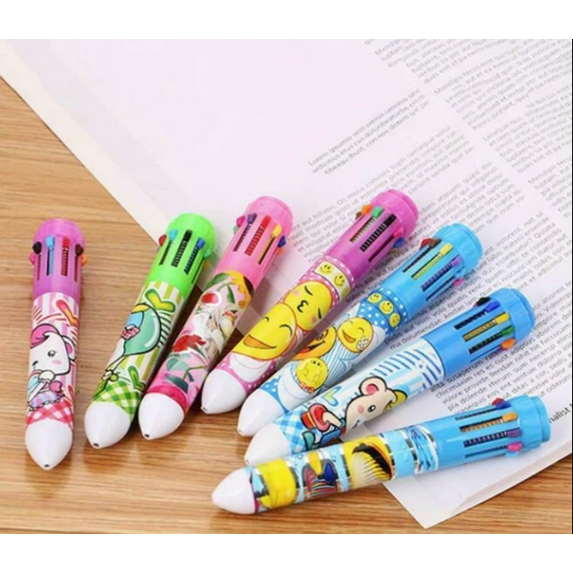 Multicolor Ballpoint Pen (Pack of 2), 10-in-1 Shuttle Pens, Retractable Multicolor Pens for Office Home Supplies Gift