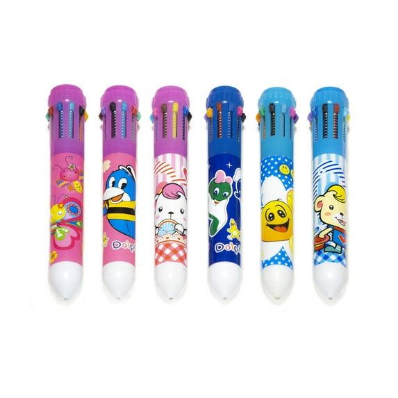 Multicolor Ballpoint Pen (Pack of 6), 10-in-1 Shuttle Pens, Retractable Multicolor Pens for Office Home Supplies Gift