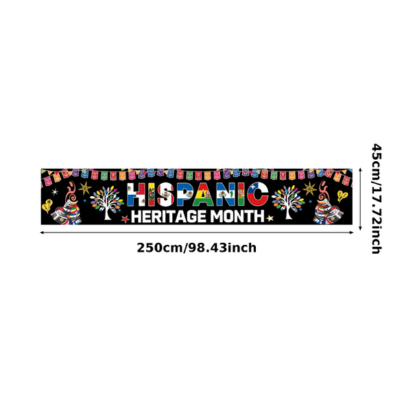 Multicolor Banner Hispanic Heritage Decorative Polyester Light Design Celebration for Cultural Event Party Indoor